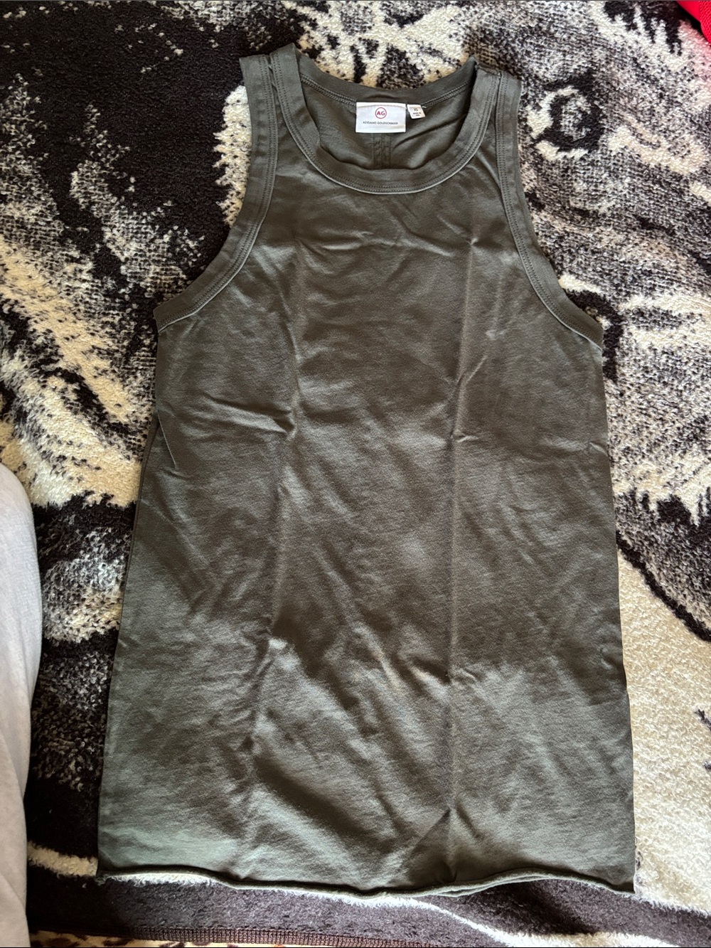 Ag Adriano Goldschmied Olive Green Tank Top